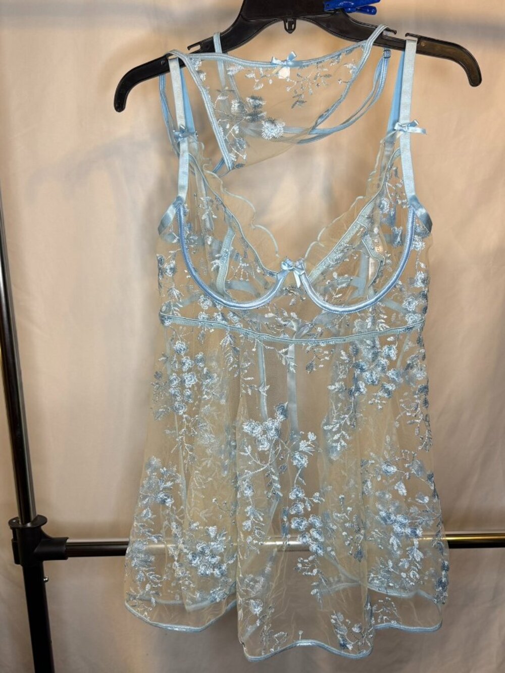 Coquette Blue Lace Mesh BabyDoll XL